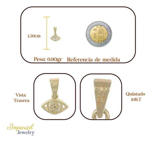 Dije En Figura De Ojo Turco Con Zirconia En Oro 10k 1.0 Grm