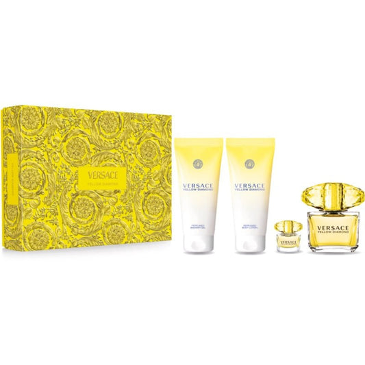 Versace: Yellow Diamond EDT 90ML +  Shower Gel 100ML + Body Lotion 100ML + Miniatura 5ML  EDT Set De Dama  90ML