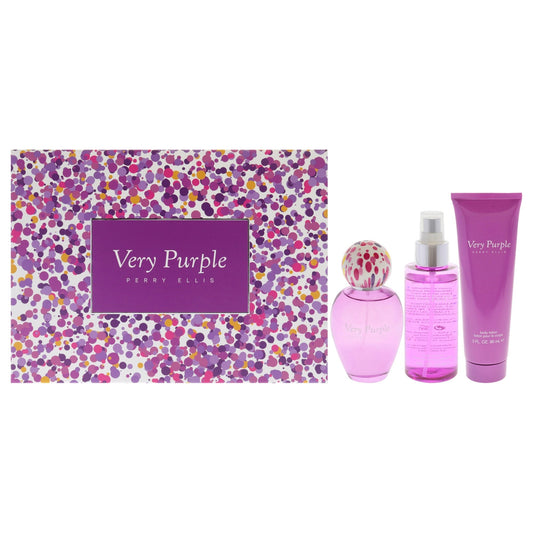 Perry Ellis: Very Purple EDP 100ML + Body Lotion 90ML + Body Mist 118ML EDP Set De Dama  100ML