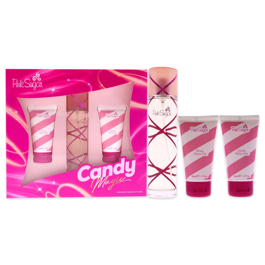 Pink Sugar: Shower Gel 50ML + Body Lotion 50ML + Candy Magic EDT 100ML  EDT Set De Dama  100ML