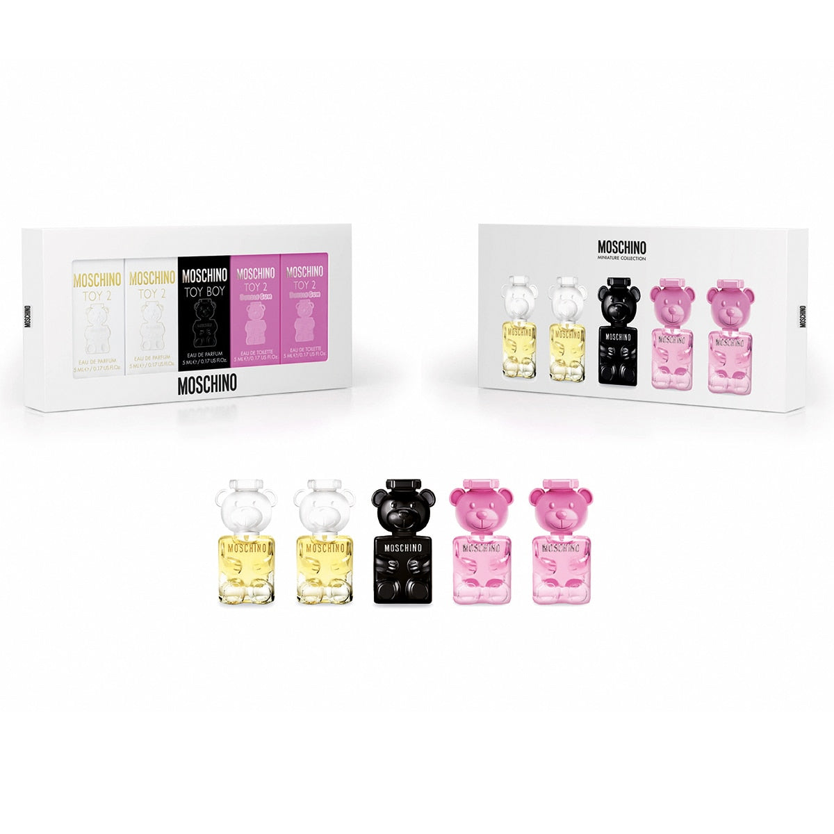 Moschino: Miniaturas-Moschino Miniaturas X2 Toy 2 EDP 5ML + Toy Boy EDP 5ML + Toy Bubblegum EDP 5ML + Toy 2 Bubblegum EDP 5ML EDT  Set De Dama  5ML