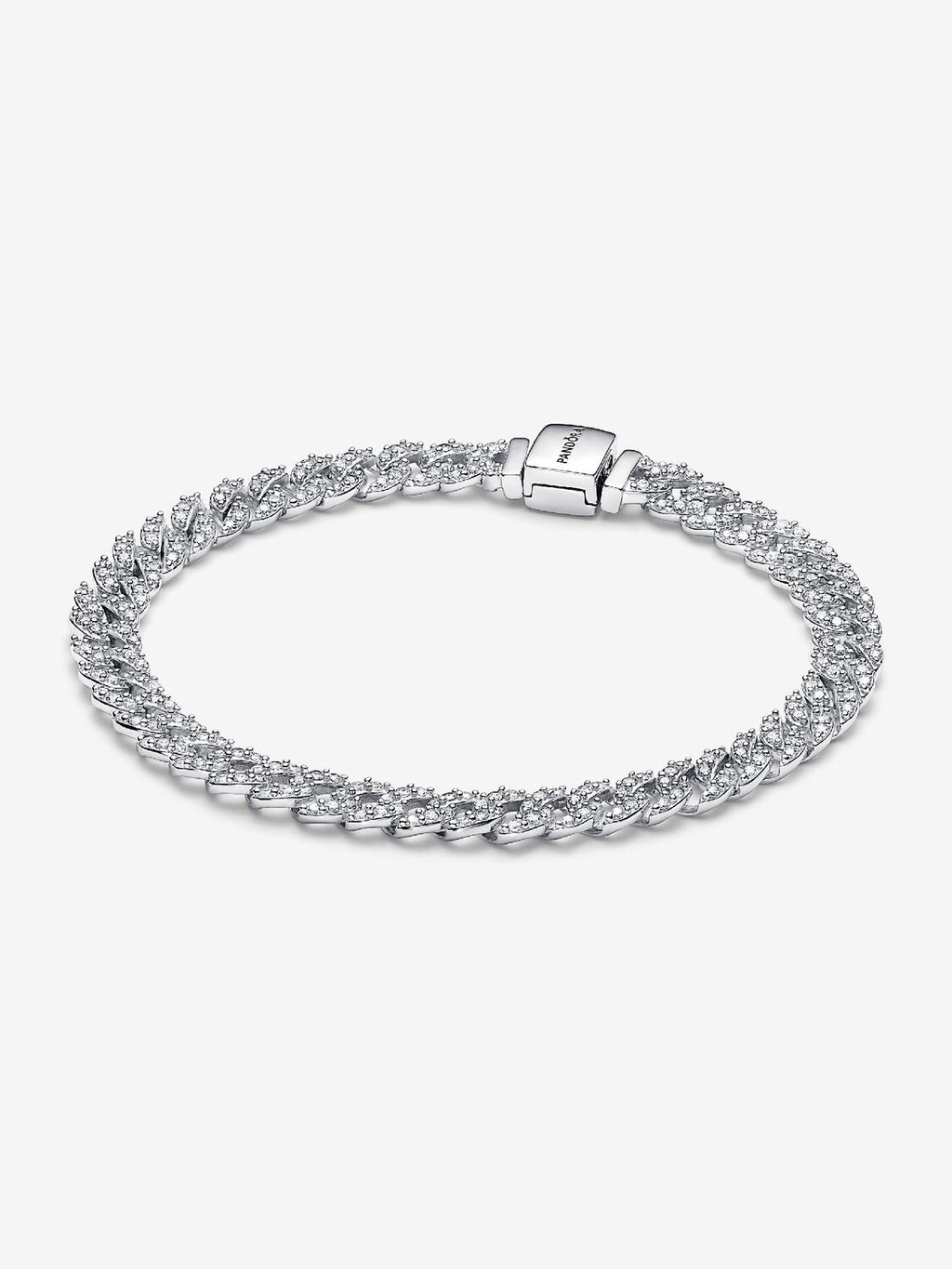 Brazalete de cadena cubana en pavé (plata esterlina)