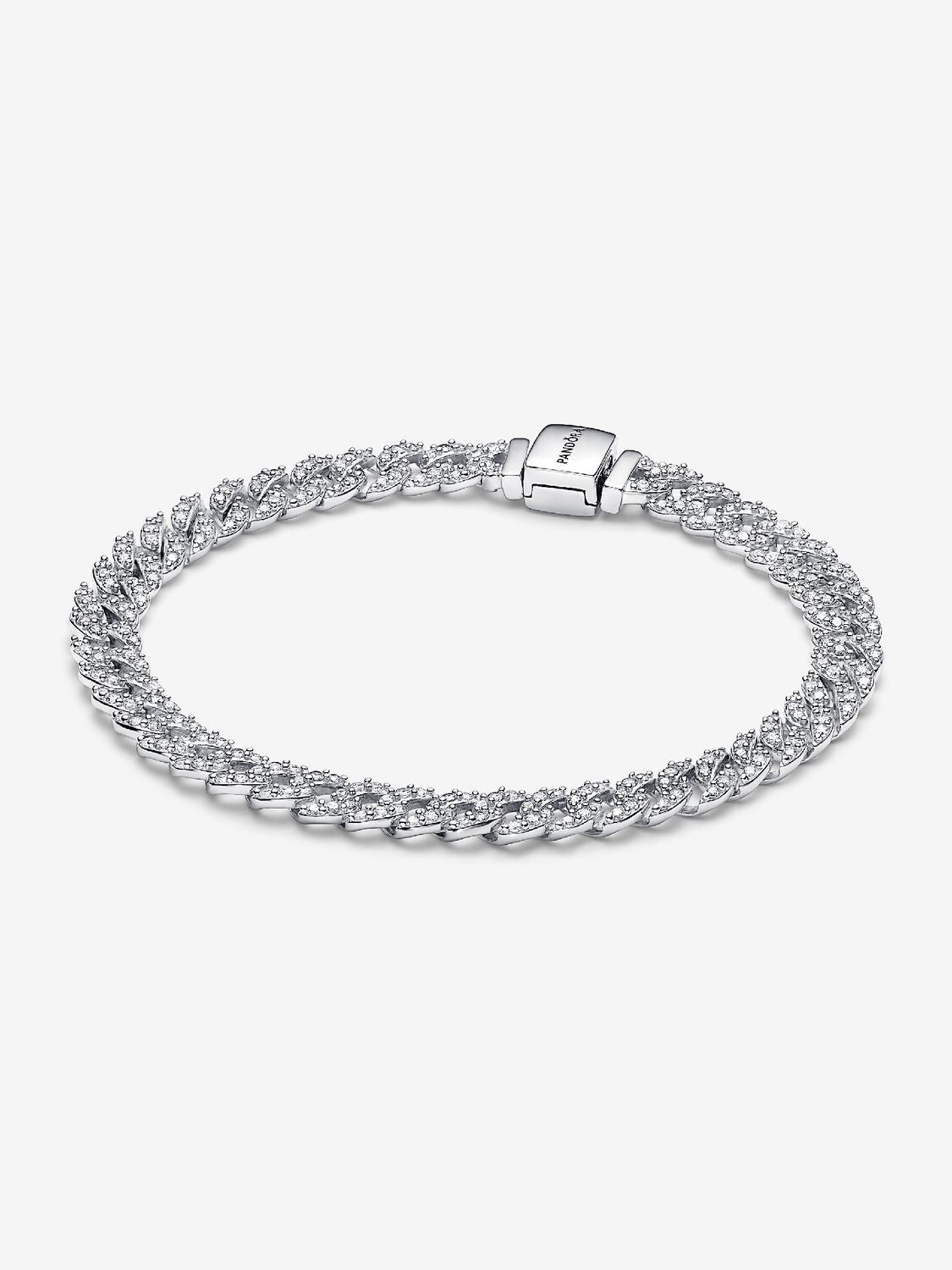 Brazalete de cadena cubana en pavé (plata esterlina)