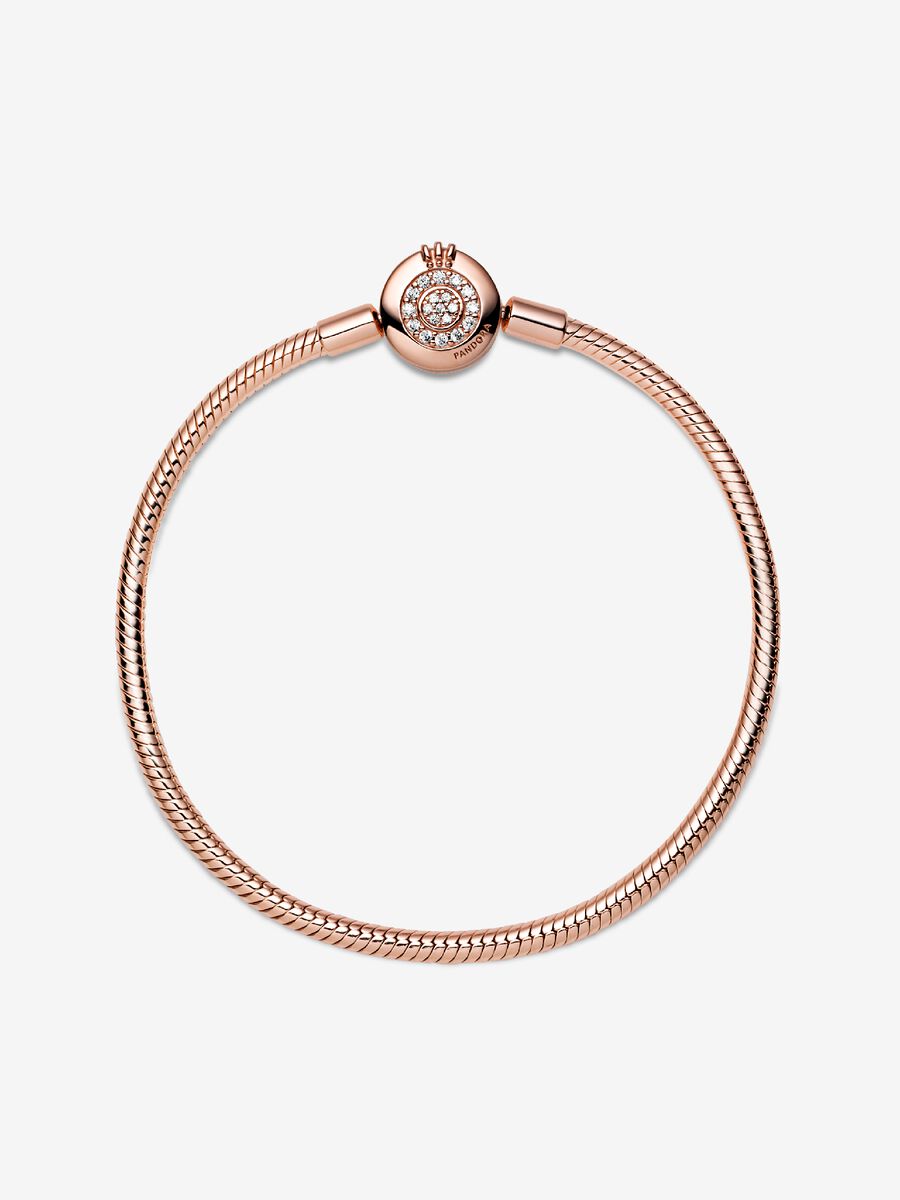 Brazalete de cadena de serpiente Corona O resplandeciente Bañado en oro rosa de 14K