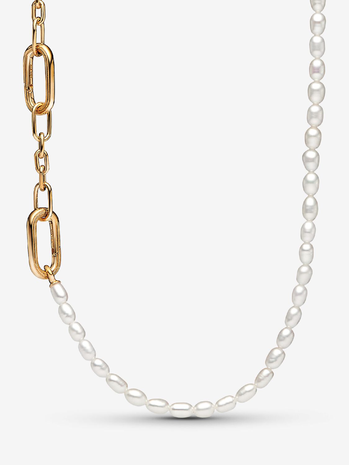 Collar de perlas cultivadas de agua dulce tratadas delgadas Bañado en oro de 14k