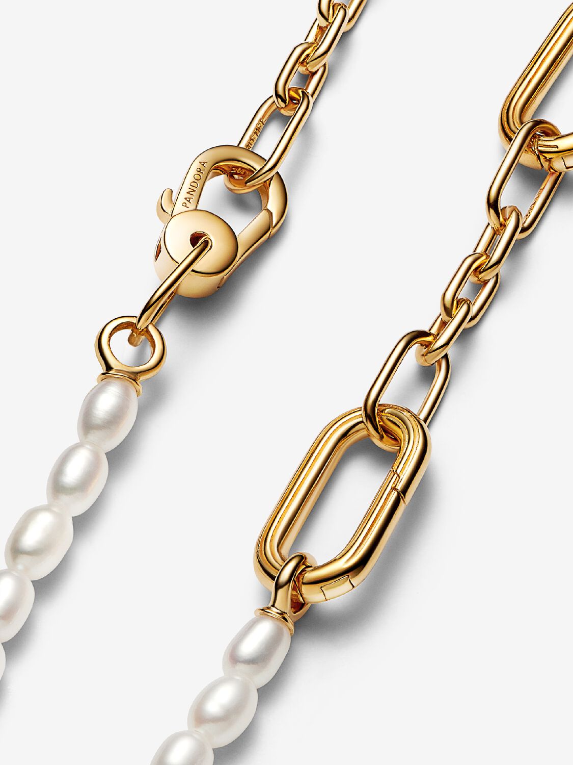 Collar de perlas cultivadas de agua dulce tratadas delgadas Bañado en oro de 14k