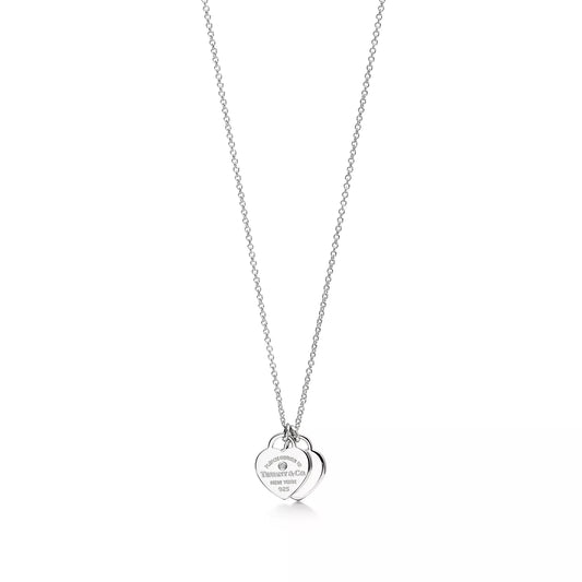 Tiffany & Co.: Return to Tiffany®:Double Heart Tag Pendant in Silver with a Diamond, Mini