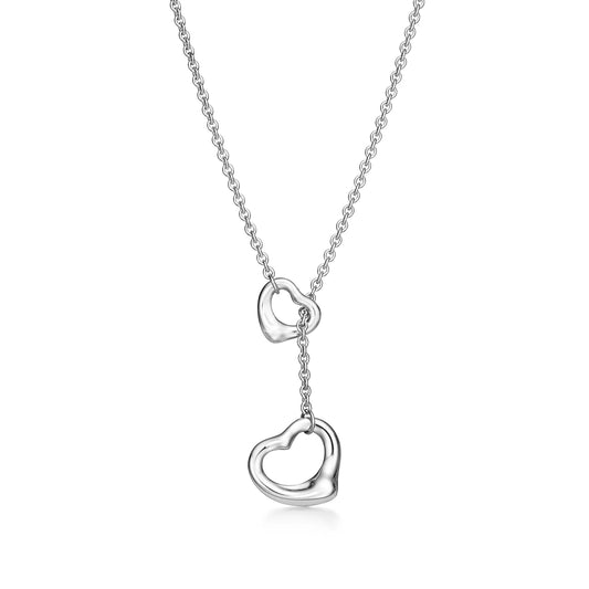 Tiffany & Co.: Open Heart Lariat Necklace in Silver, 16 mm (Elsa Peretti collection)