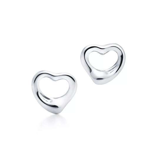 Tiffany & Co.: Open Heart Stud Earrings in Silver, 11 mm