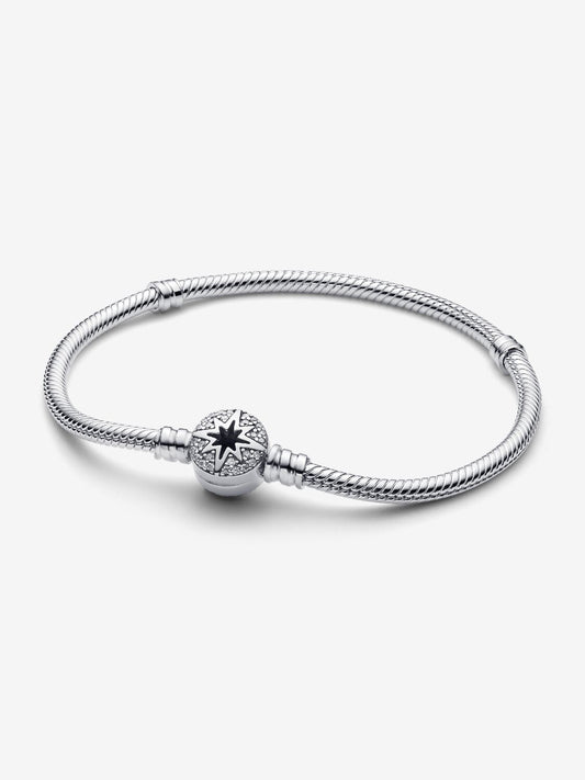 Pandora: Brazalete cadena de serpiente con broche estrella polar Plata Esterlina