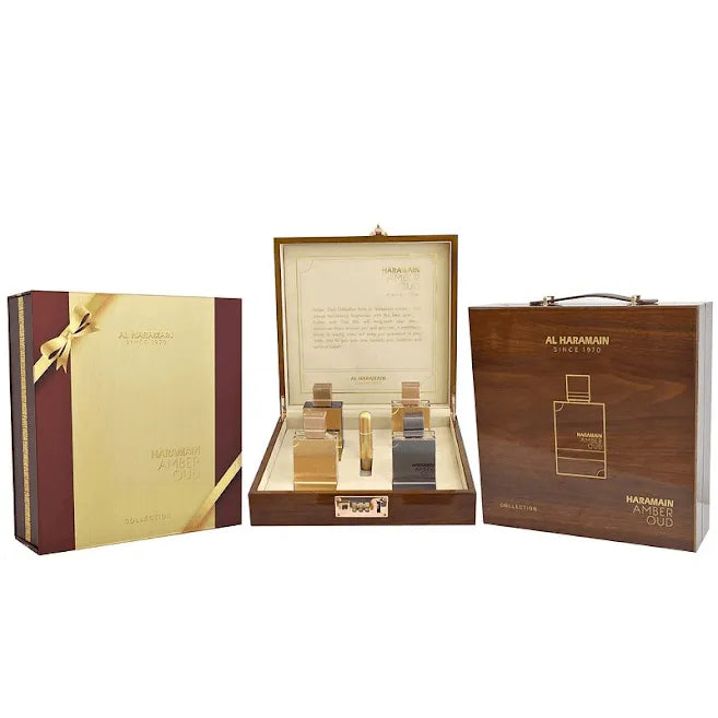 Al Haramain: Al Haramain Amber Oud Collection 4 Pzs (Gold Blue White Carbon) EDP Set Unisex 60ML