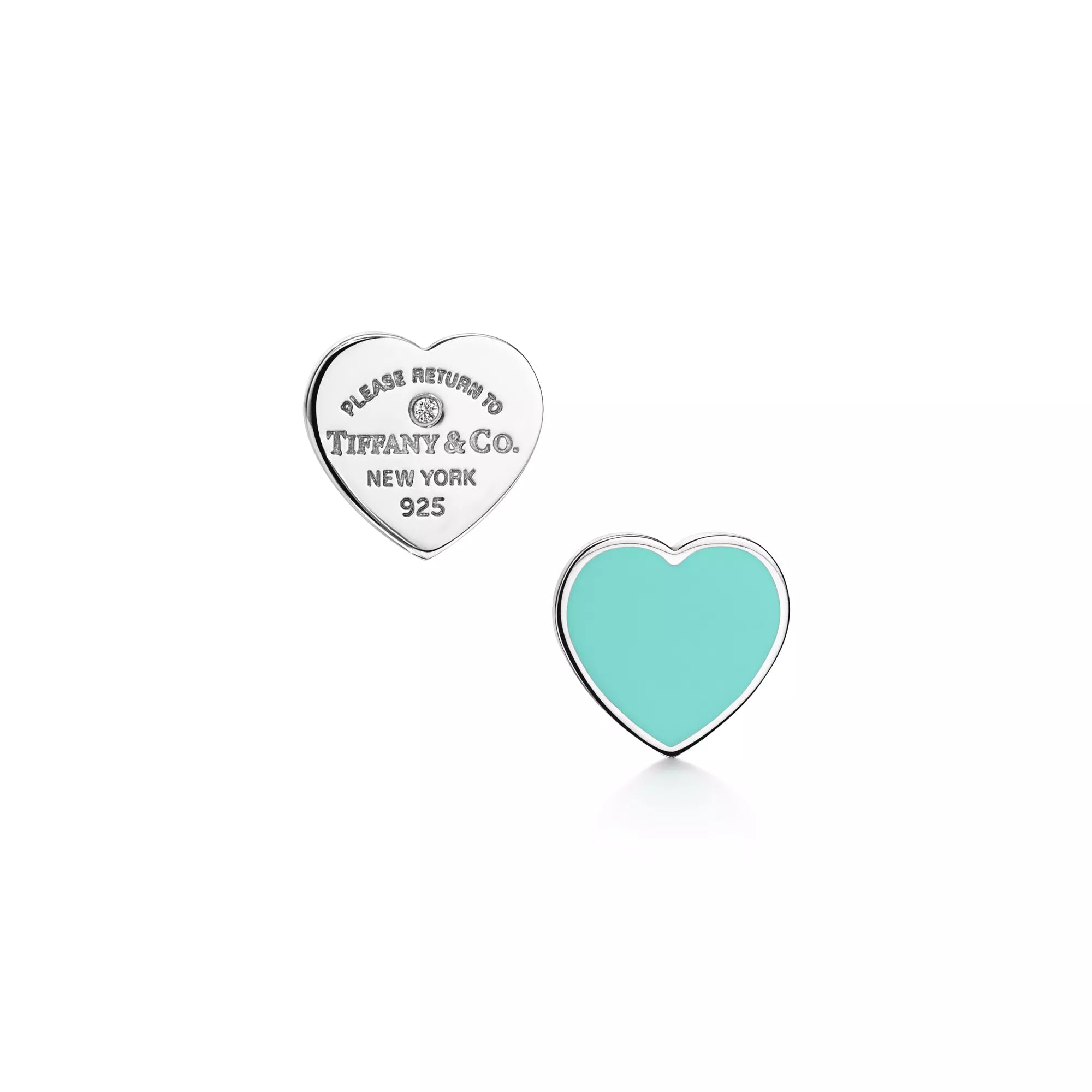 Heart Tag Stud Earrings Blue