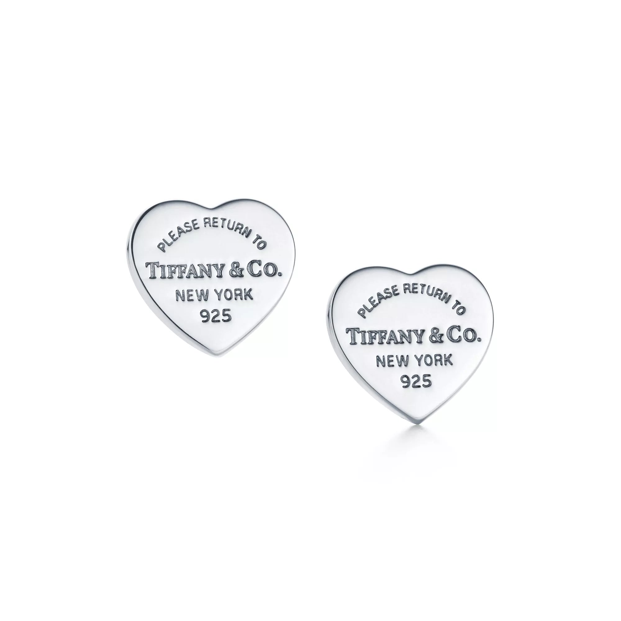 Heart Tag Stud Earrings in Silver